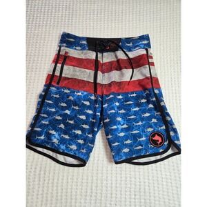 Pelagic‎ The Wedge Youth 27 Boardshorts American Flag Marlin Patriotic Fishing
